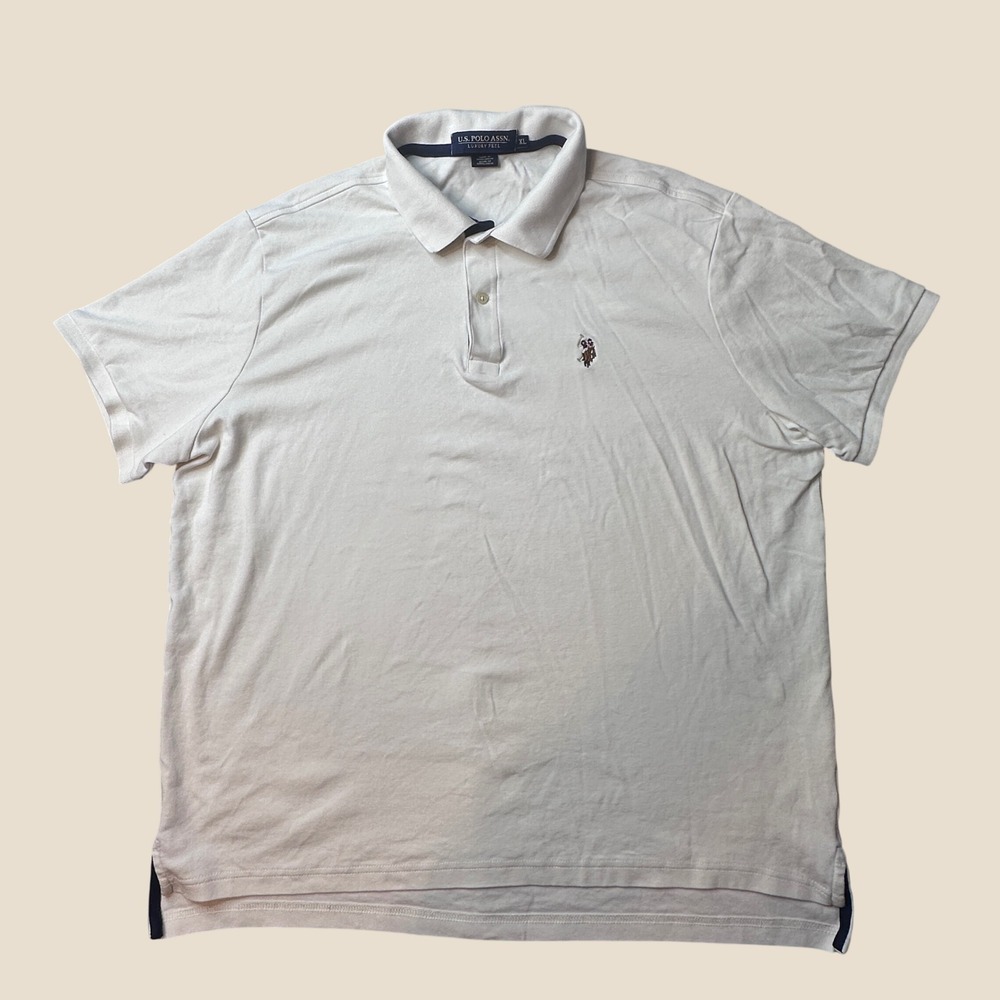 U.S. Polo Assn. Polo Shirt Mens XL Cream‎ Luxury Feel S/S Embroidered Logo